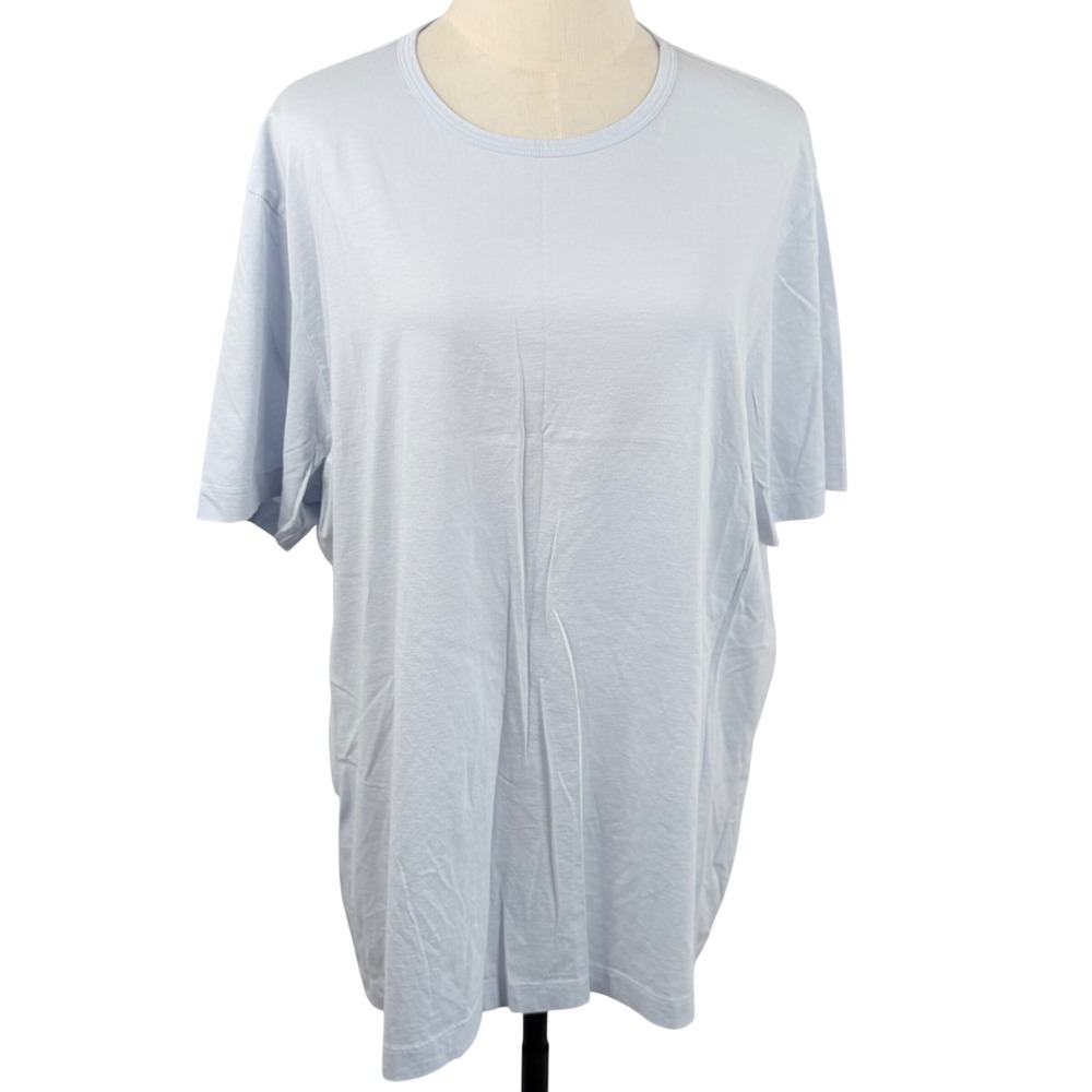 Theory Mens XXL Precise Tee Shirt Light Blue Luxe Pima Cotton SS Crew Neck EUC